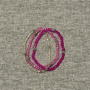 Pink and White Beaded Bracelets